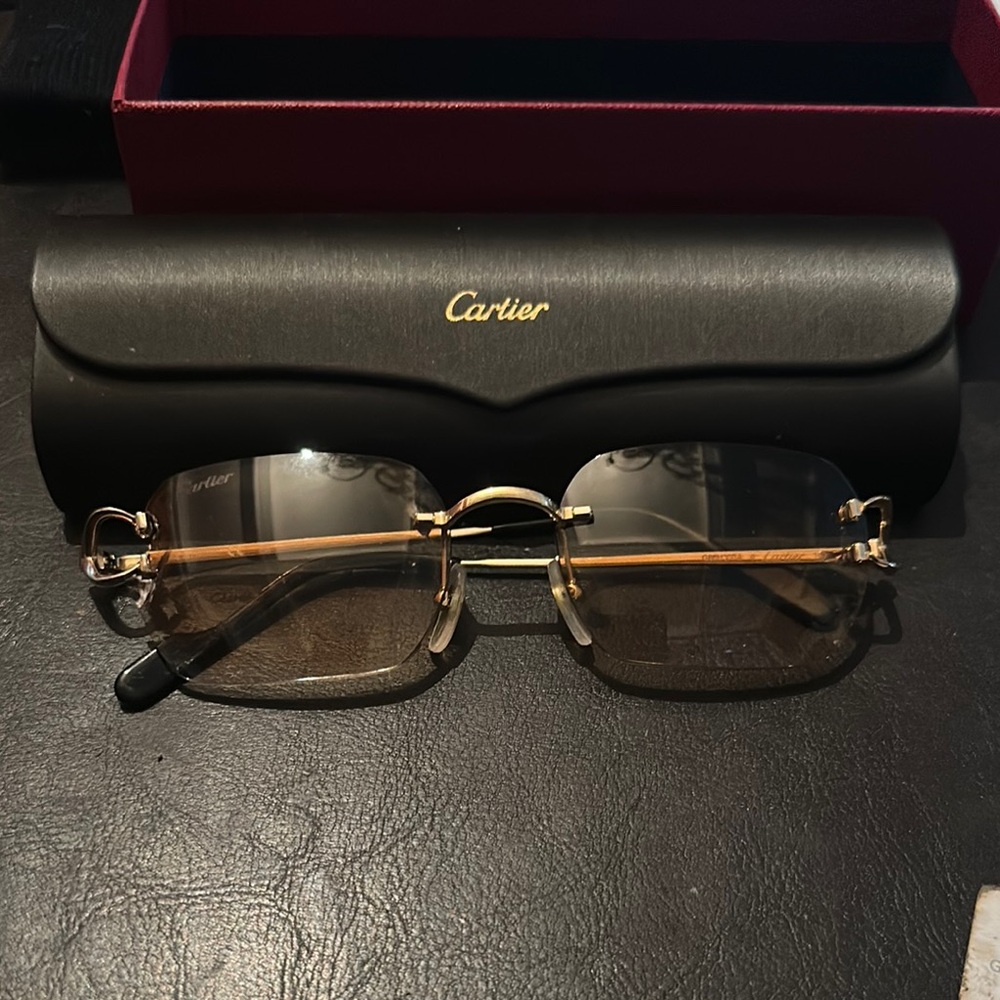 Cartier Gold and Black Men's Sunglasses